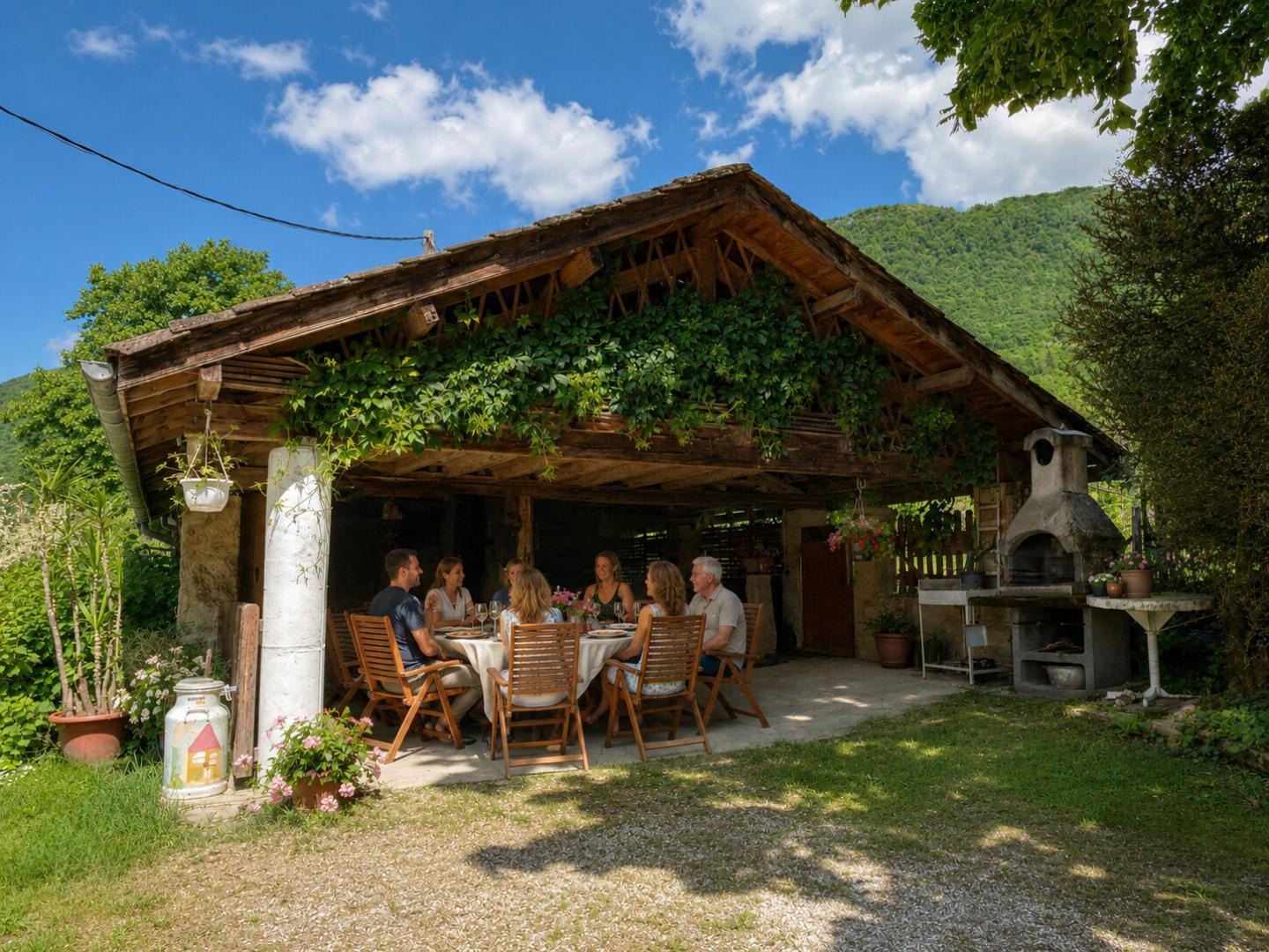 « Terrasse ombragée, barbecue et moments partagés »