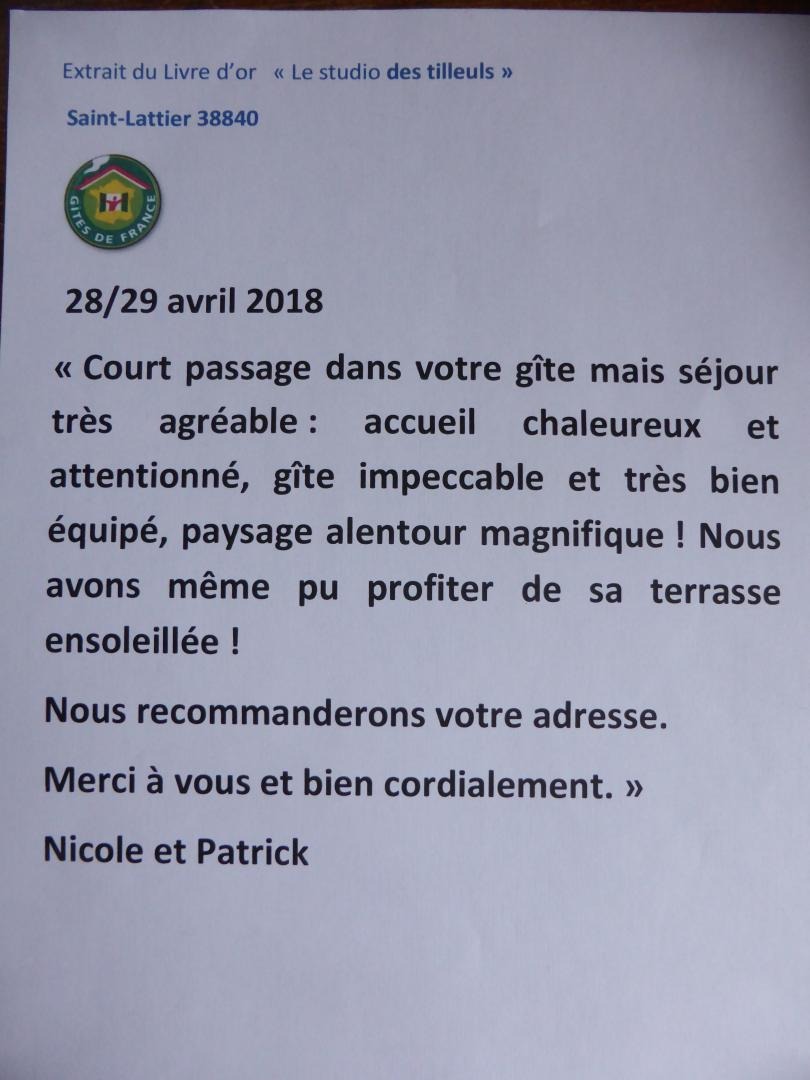 Extrait du Livre d'or 2018