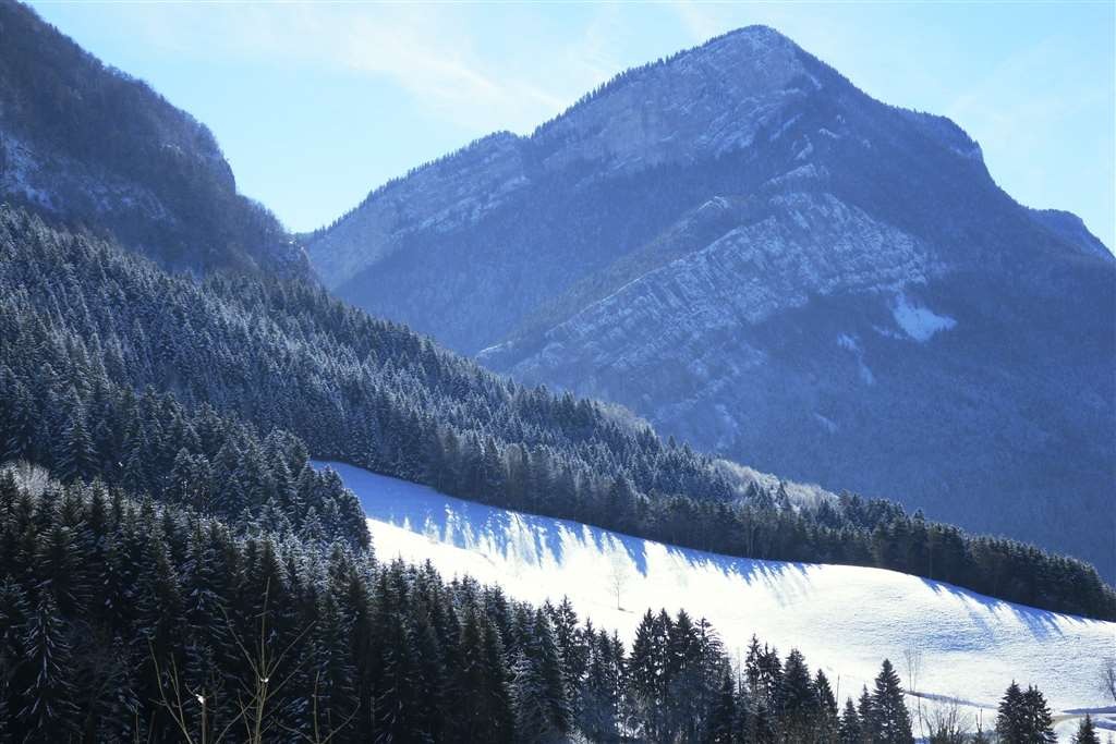 la montagne , vue du gite en hiver