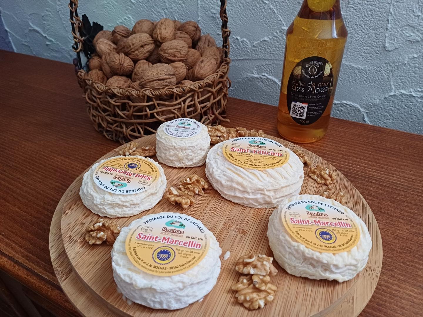 Fromagerie Rochas
St marcellin, chèvre, noix, huile de noix