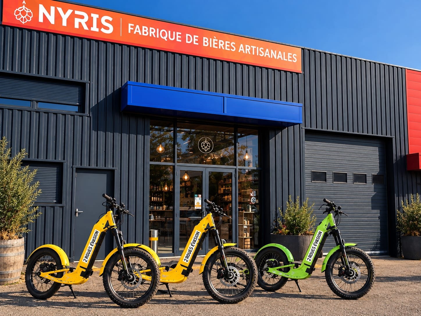 Balade à trottinette électrique tout terrain avec la microbrasserie Nyris_Chatte