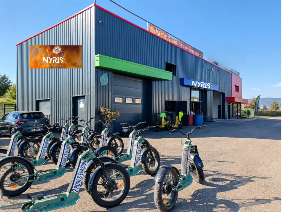 Balade à trottinette électrique tout terrain avec la microbrasserie Nyris_Chatte