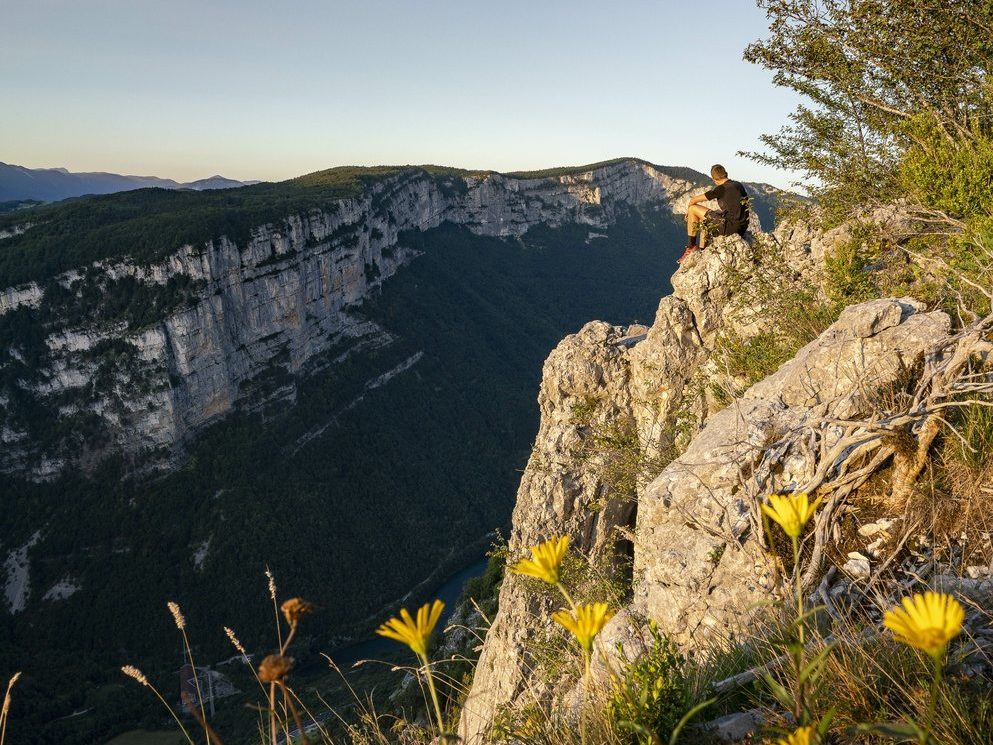 a man in contemplation in front of the Vercors mountains