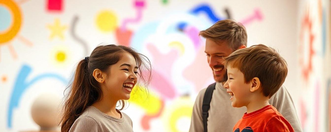 famille en train de s'amuser dans un musée